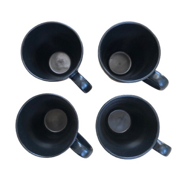 ⭐️World Market⭐️4 Black Matte Coffee Mugs Ceramic Tea Cups Home Dining Drinkware - Picture 4 of 6